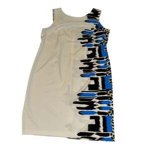 Ashro Blue and Black Animal Pattern Sleeveless Sheath Dress Size 20W
